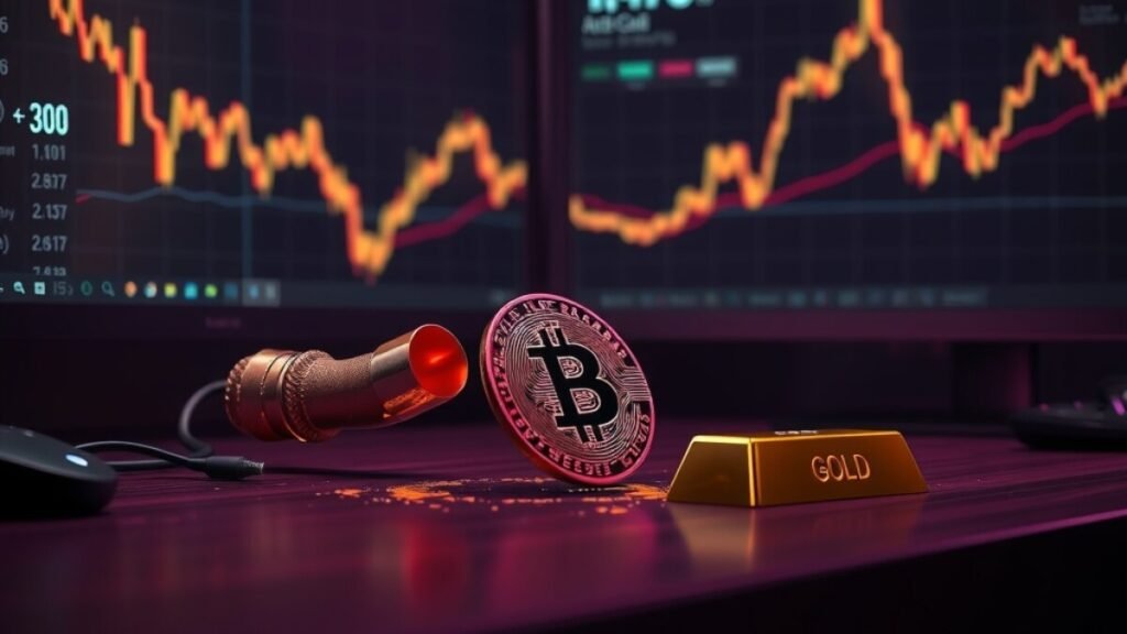 Bitcoin e cobre caem, enquanto ouro sobe: panorama do mercado
