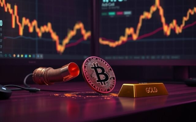 Bitcoin e cobre caem, enquanto ouro sobe: panorama do mercado